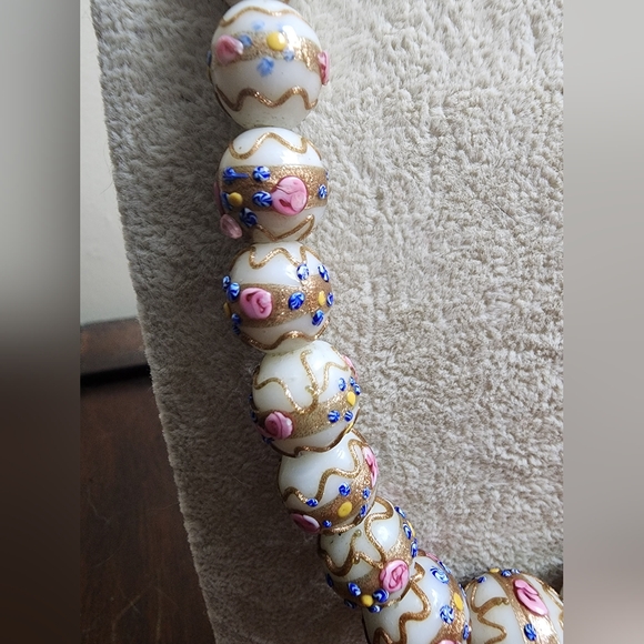 Antique venetian Fiorato or wedding cake beaded necklace - Picture 3 of 5